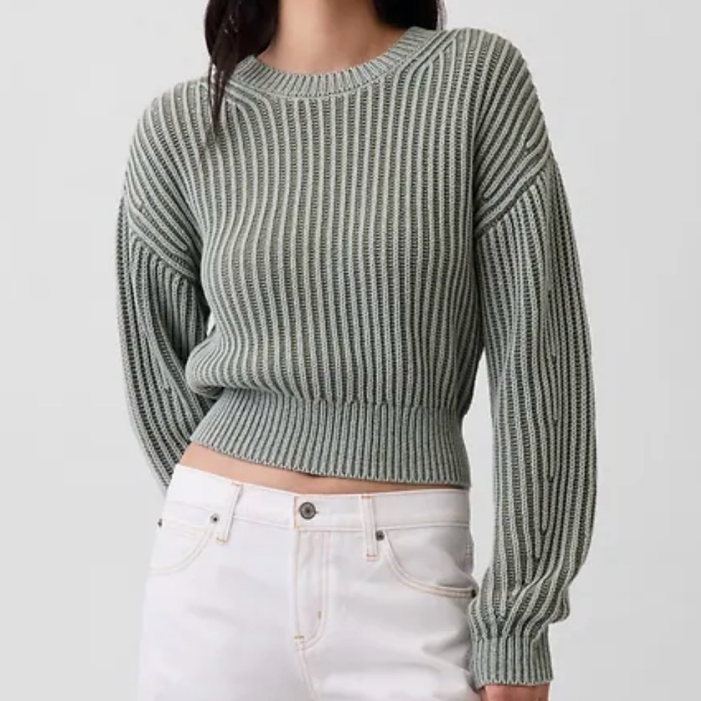 GAP Sage Green Ribbed Crewneck Sweater